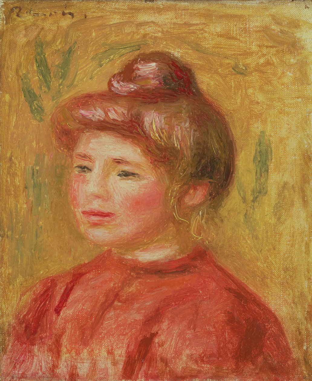 Bust of Woman in Red by Pierre Auguste Renoir