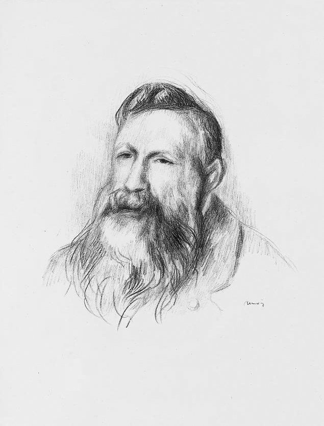 Portrait Drawing of Auguste Rodin by Pierre Auguste Renoir