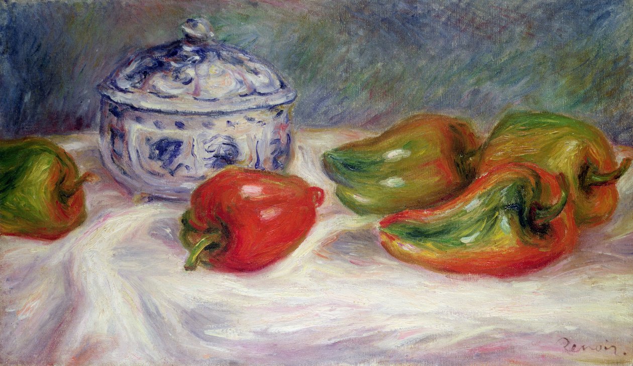 Still life with a sugar bowl and red peppers, c.1905 by Pierre Auguste Renoir