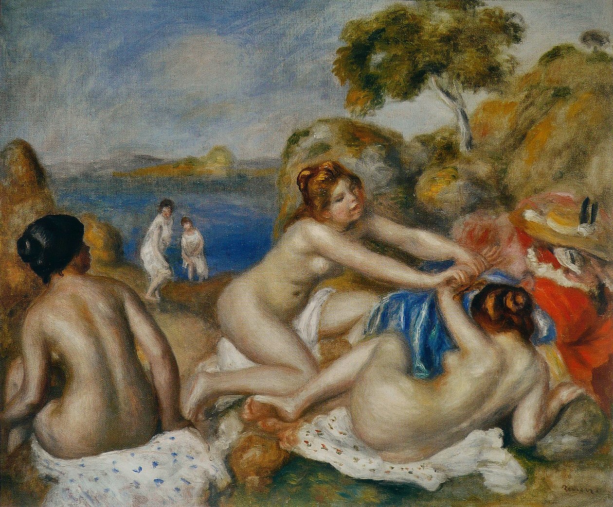 Three Bathers with a Crab by Pierre Auguste Renoir