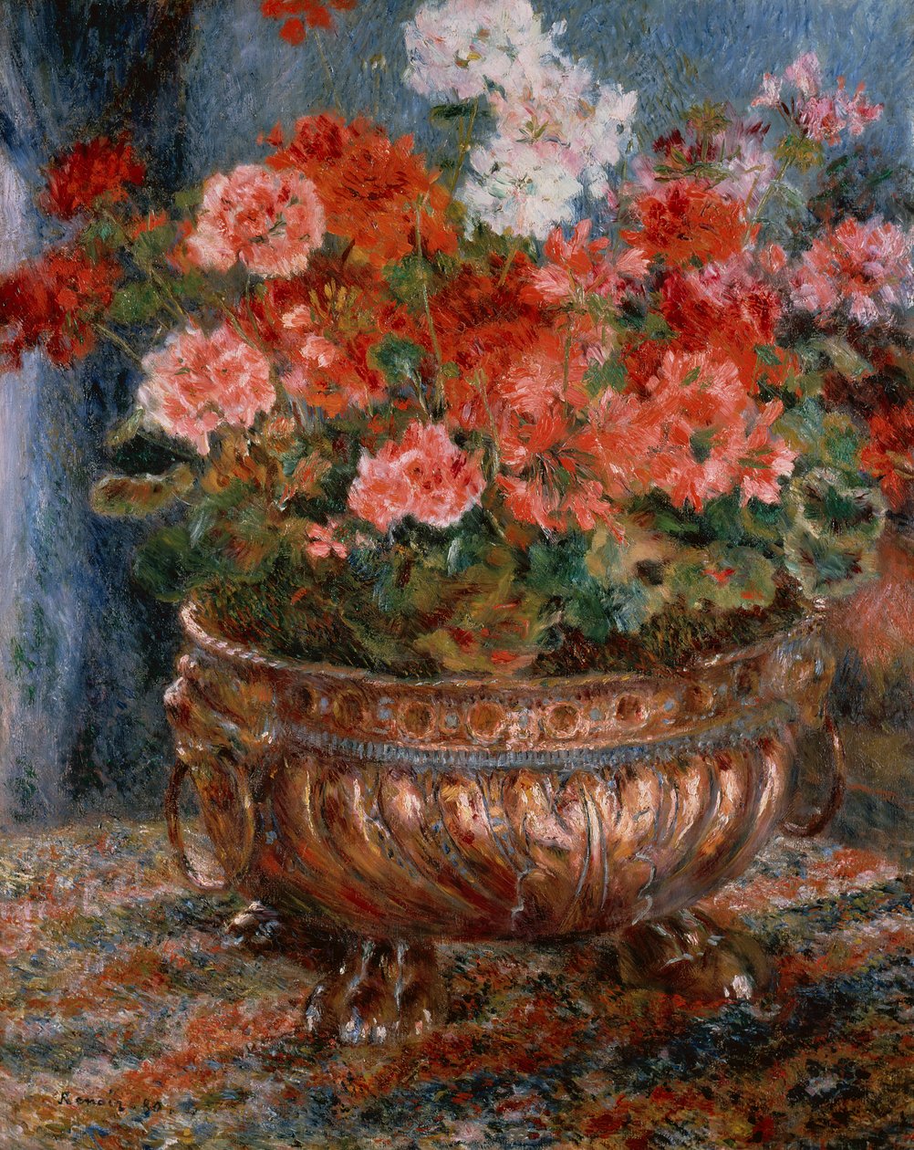Geraniums in a Copper Basin by Pierre Auguste Renoir