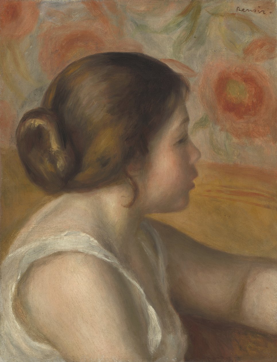 Head of a Young Girl, c.1890 by Pierre Auguste Renoir