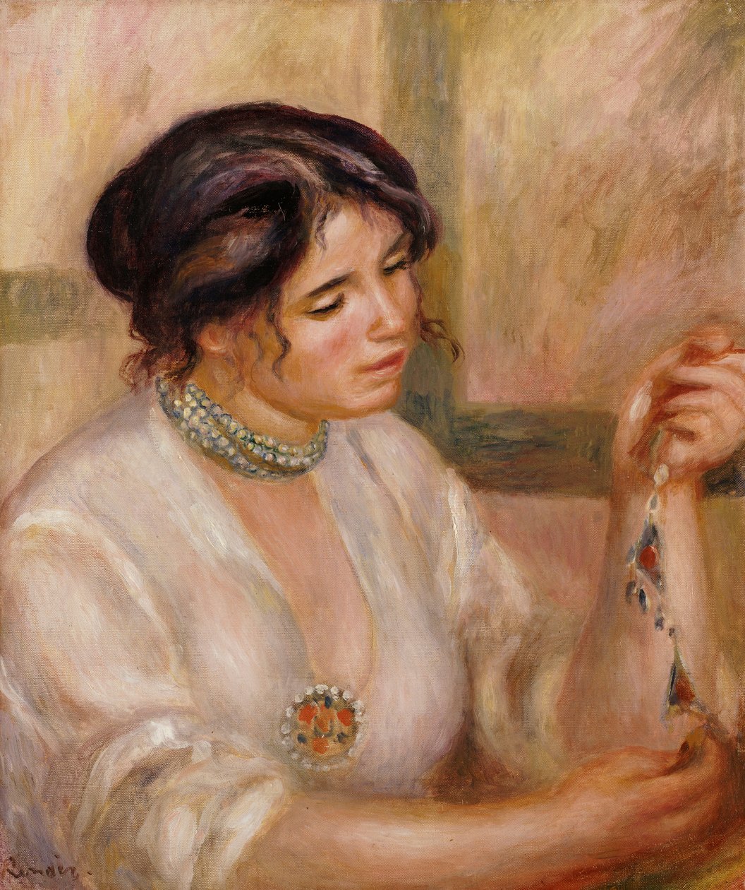 Woman with a Necklace by Pierre Auguste Renoir