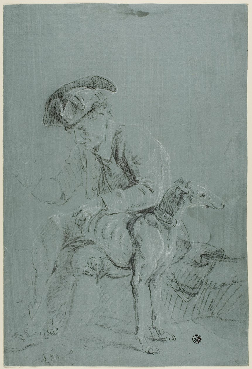 Seated Man with Dog by Pierre Jacques Volaire