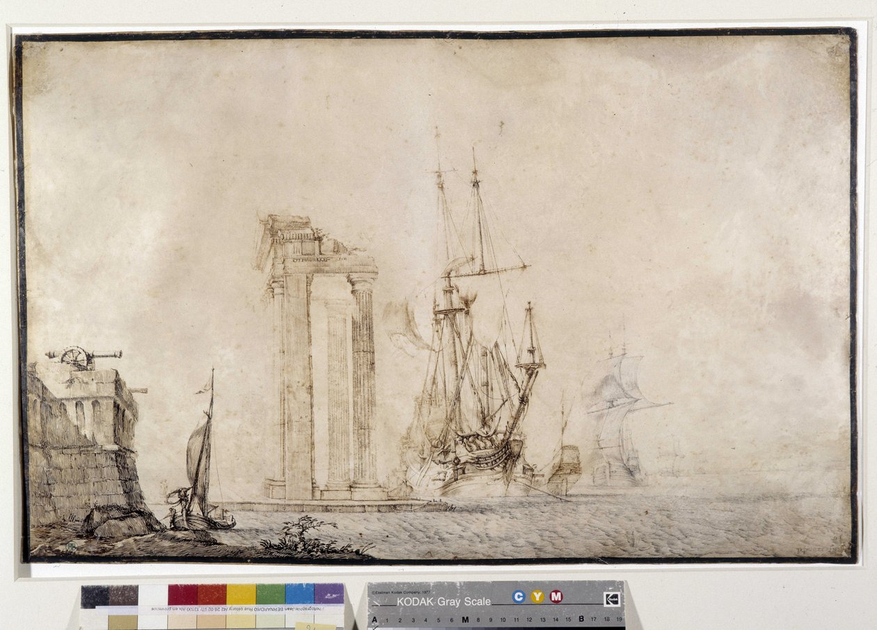 Ship Against a Ruined Colonnade by Pierre Puget