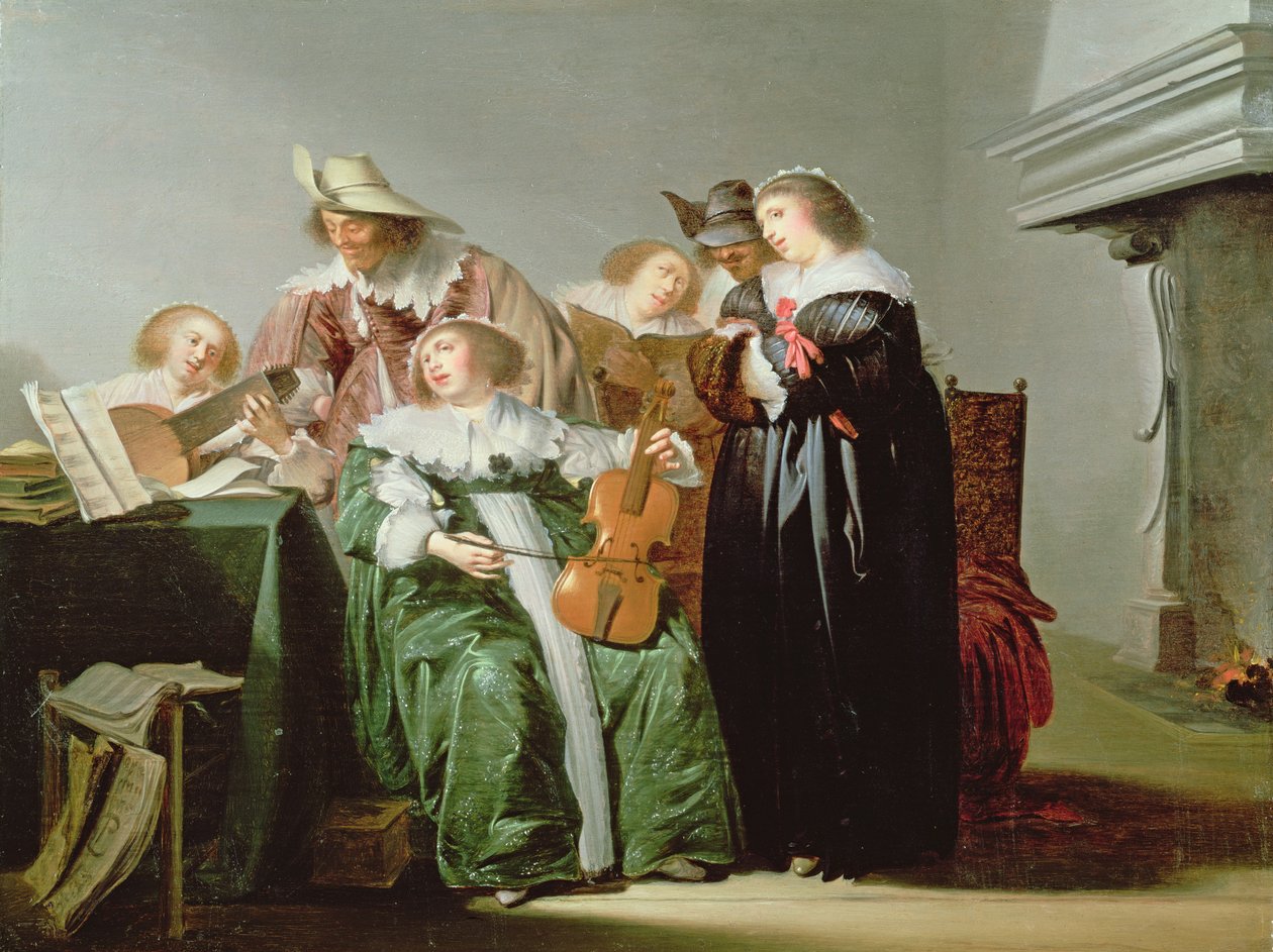 Elegant Figures Music Making in an Interior by Pieter Codde