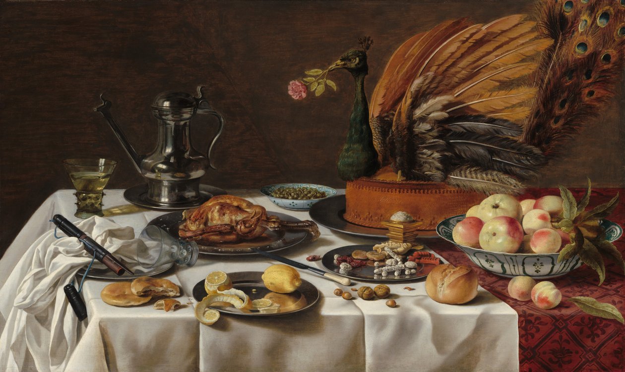Still Life with Peacock Pie, 1627 by Pieter Claesz