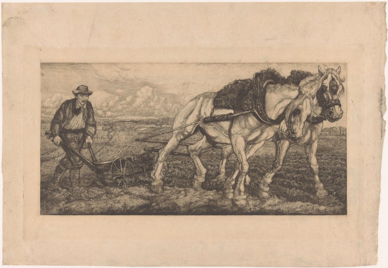 Two Plowing Horses by Pieter Dupont