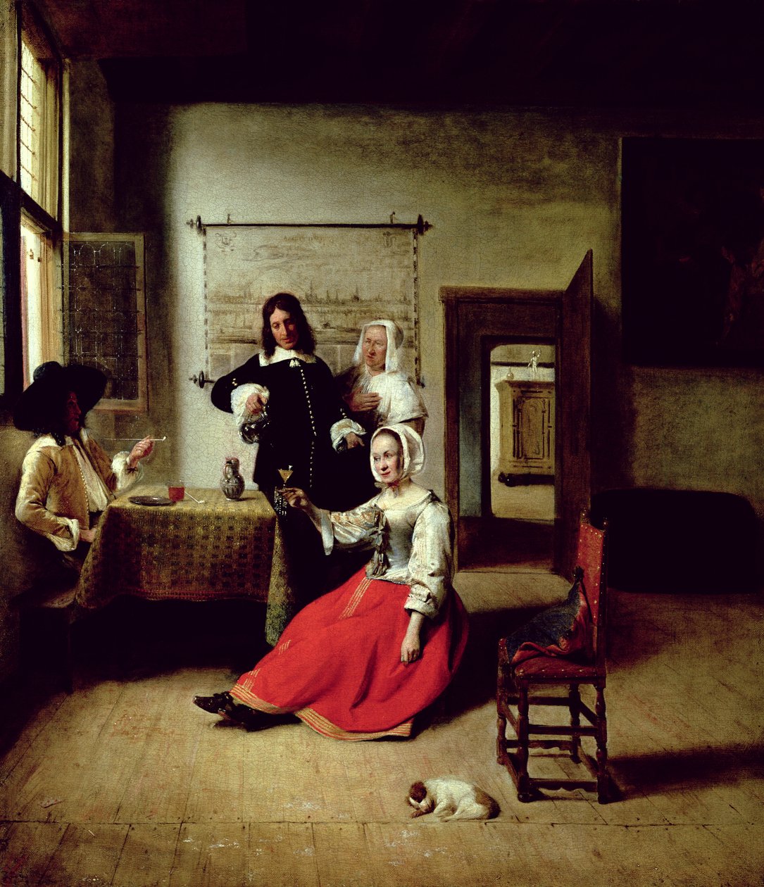Woman Drinking with Soldiers, 1658 by Pieter de Hooch