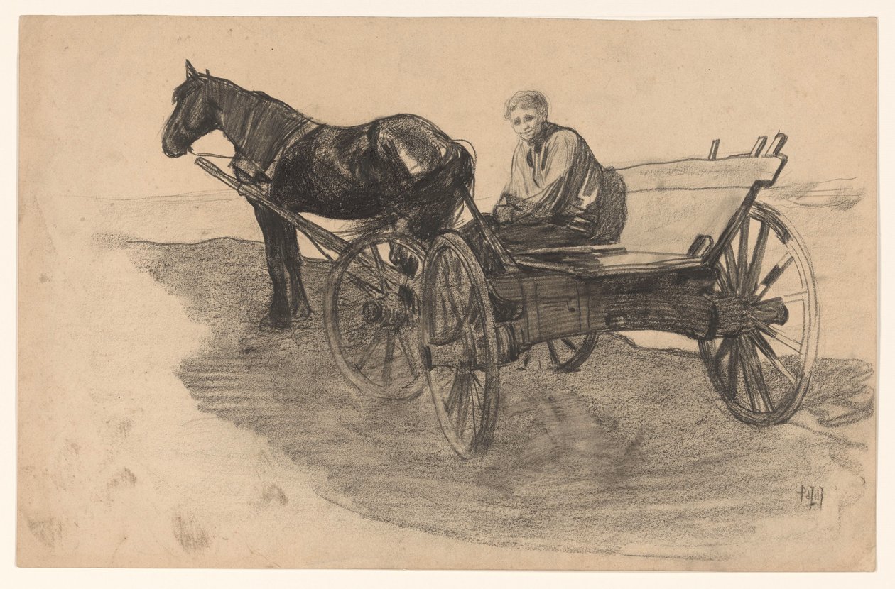 Horse and Cart with Someone Inside by Pieter de Josselin