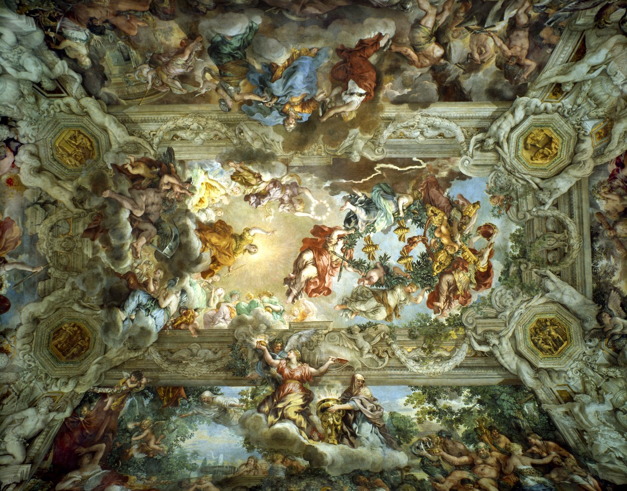 Allegory of Divine Providence and Barberini Power, Ceiling of the Hall of the Palazzo Barberini, Rome, Italy by Pietro da Cortona