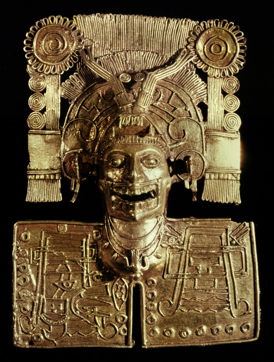 Breastplate representing the god of death, Mictlantecuhtli, from Tomb 7, Monte Alban, Mixtec by Pre Columbian