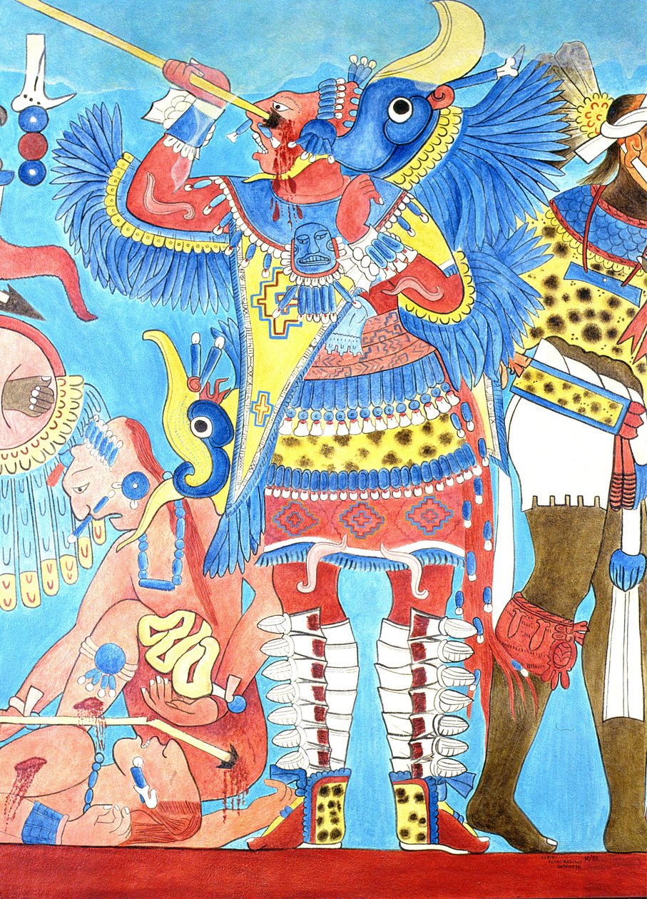 Reproduction of a Mural at Cacaxtla, Mexico by Pre Columbian