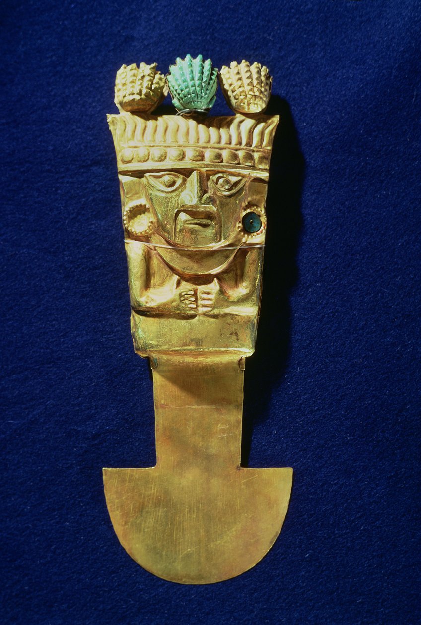 Tumi or ceremonial knife in the shape of Naylamp, Chimu by Pre Columbian