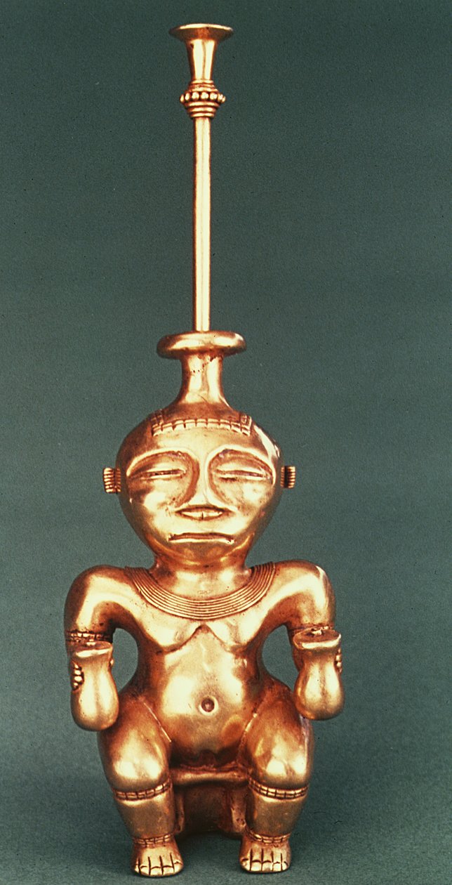 Lime Container of Cast Gold, Quimbaya by Pre Columbian