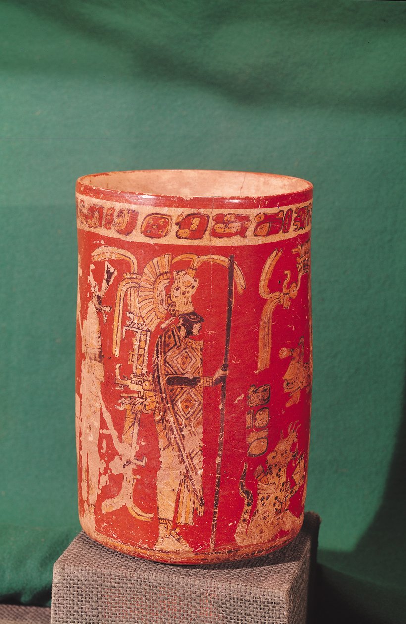 Vase depicting a ceremonial scene, Tepeu 1 Period, from Uaxactun by Pre Columbian
