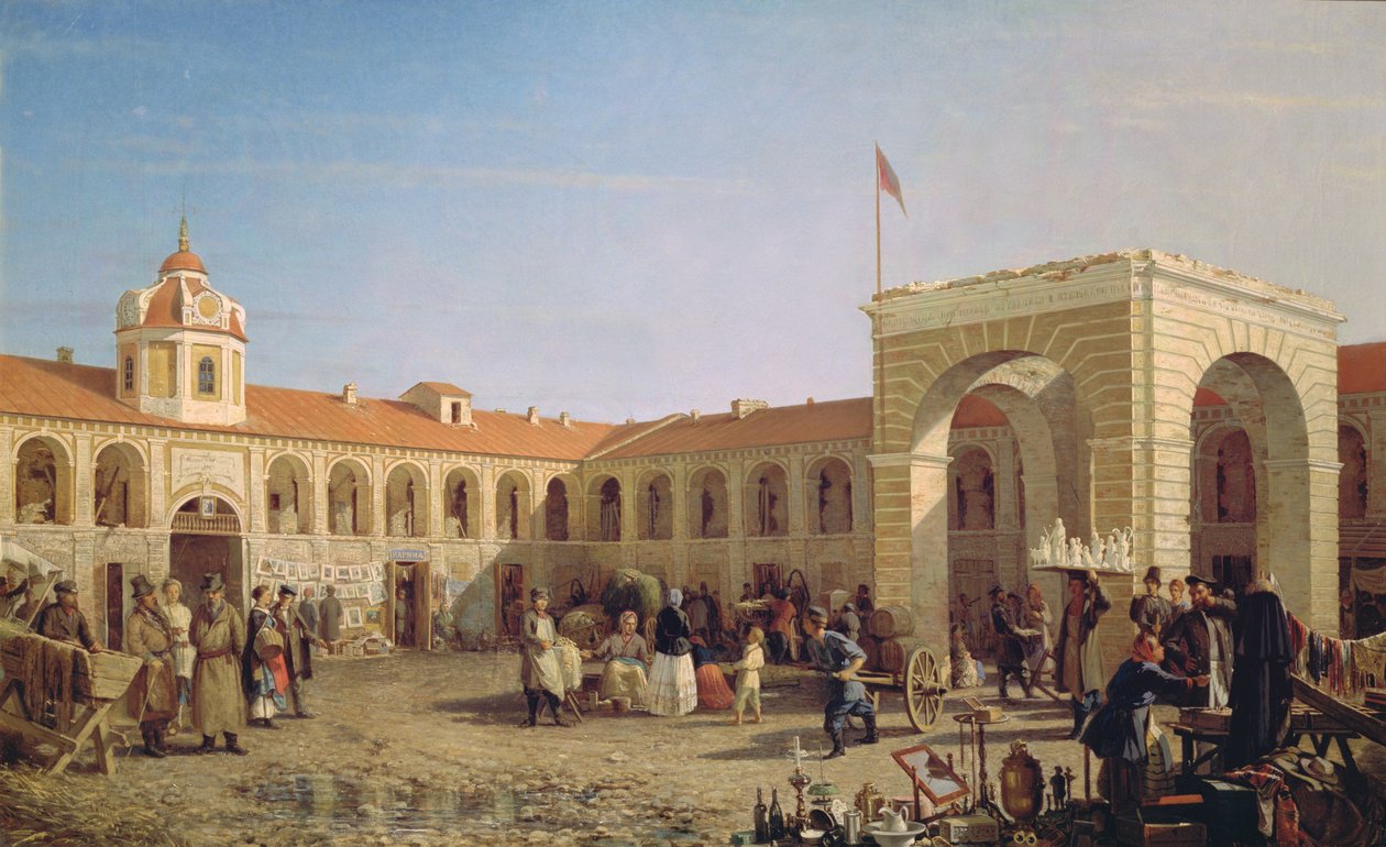 Apraksin Market in St. Petersburg by Pjotr ​​​​Petrowitsch Wereschtschagin