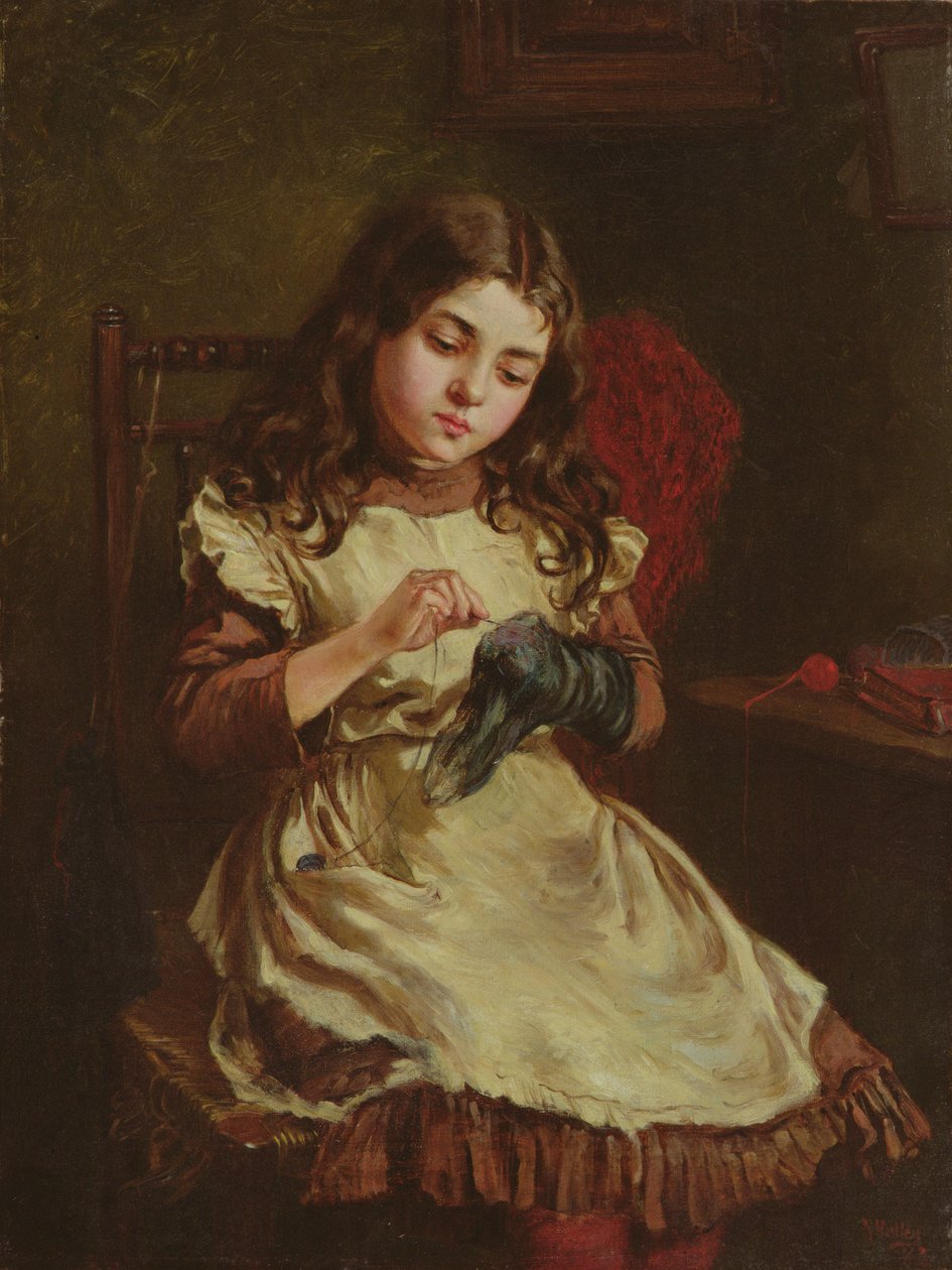 Darning the Sock, 1882 by Ralph Hedley