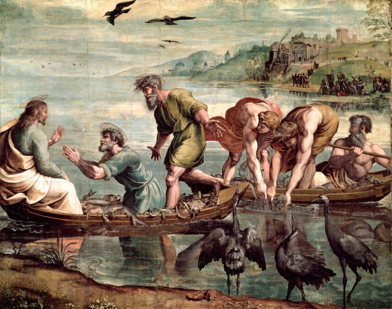 The Miraculous Draught of Fishes (cartoon for the Sistine Chapel) (pre restoration) by Raffaello Sanzio Raphael