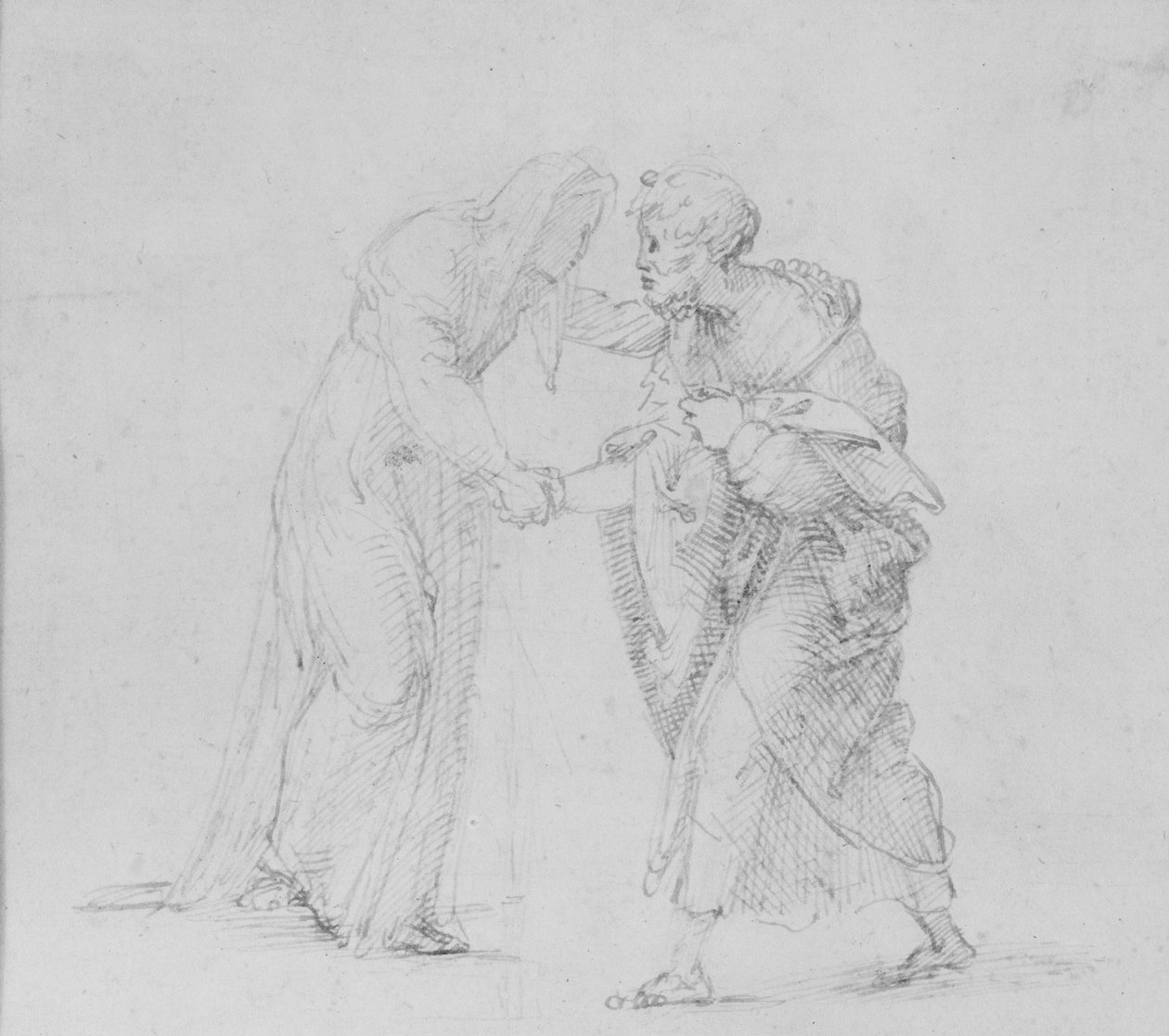Verso: Composition of Two Figures Representing the Meeting of Joachim and Anna by Raffaello Sanzio Raphael