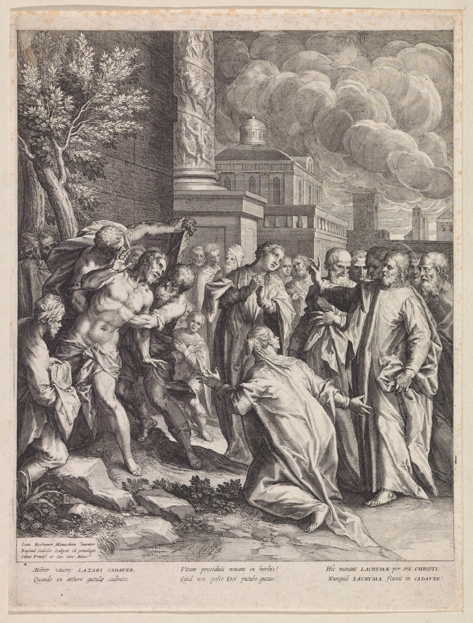 Raising of Lazarus by Raphaël Sadeler (I)