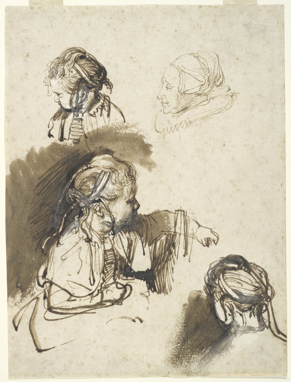 Three Studies of a Child and One of an Old Woman by Rembrandt van Rijn