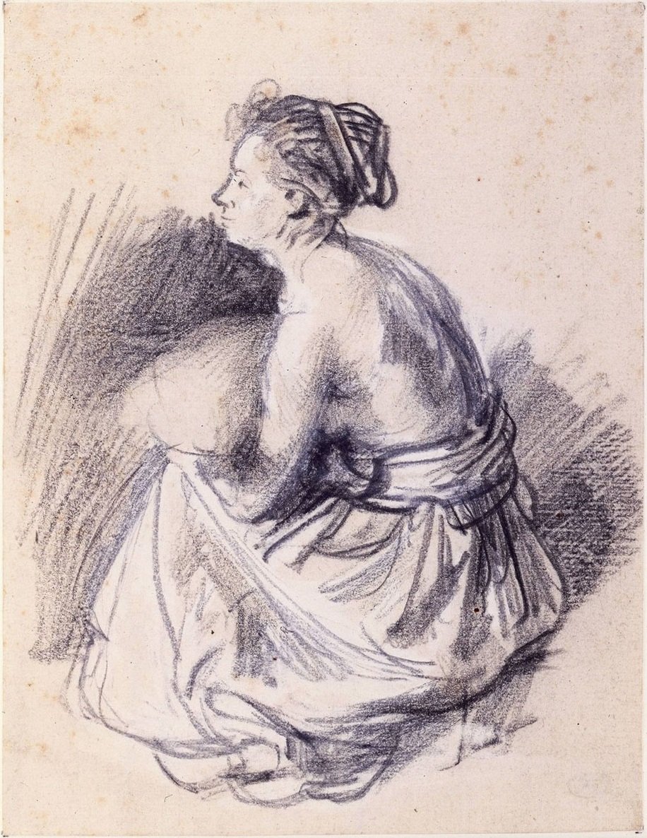 Seated Woman, Naked to the Waist by Rembrandt van Rijn