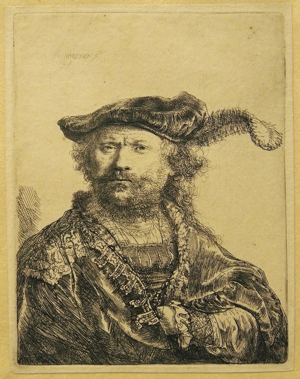 Self-portrait with Feather in Cap by Rembrandt van Rijn