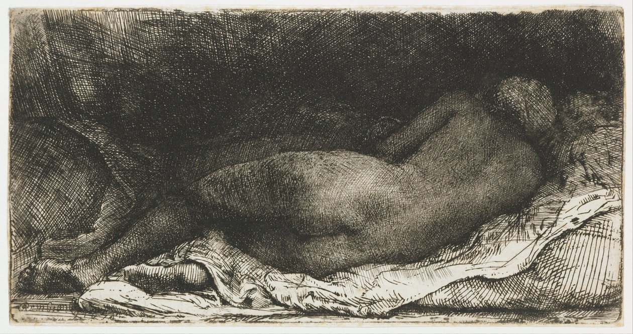 Reclining Female Nude by Rembrandt van Rijn