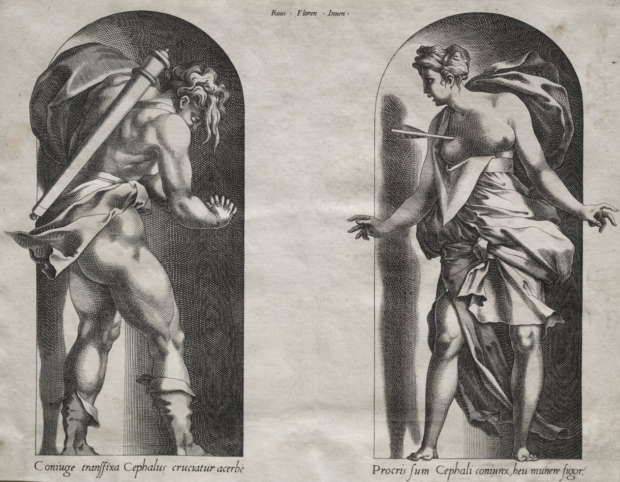 Cephalus and Procris in Two Niches by Rene Boyvin