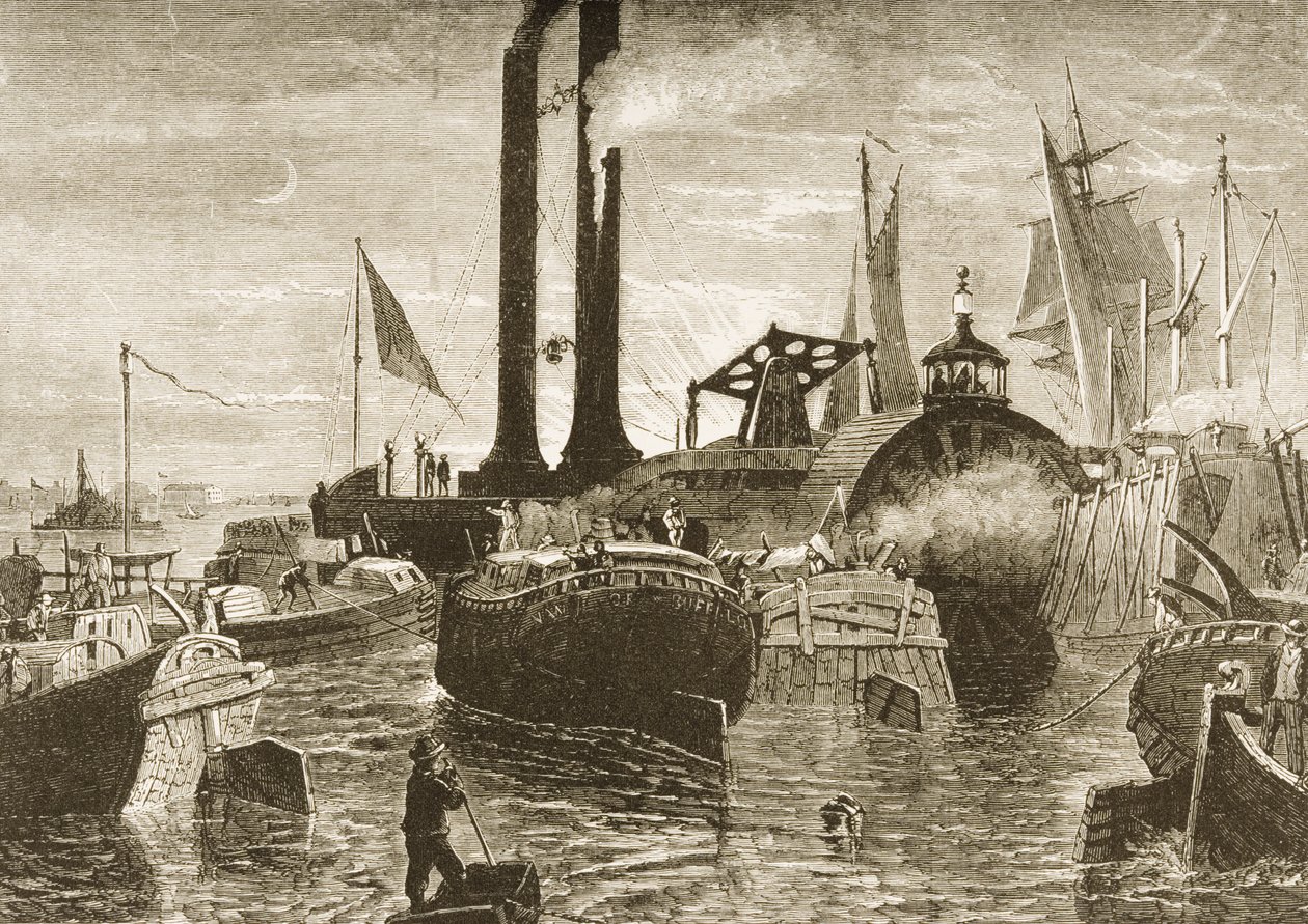 A grain fleet in New York harbour in the 1870s, c.1880 by Reverend Samuel Manning