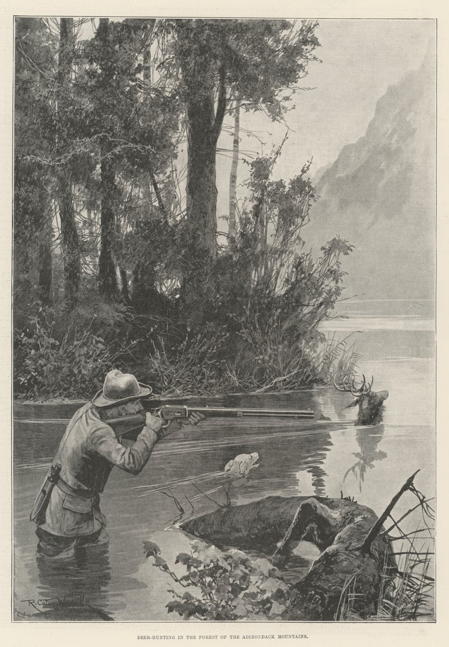 Deer-Hunting in the Forest of the Adirondack Mountains by Richard Caton Woodville junior