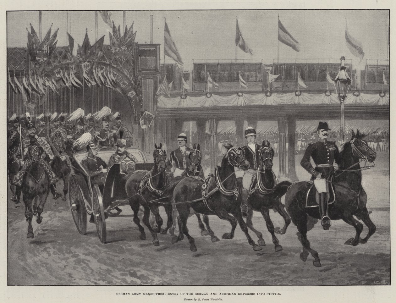 German Army Manoeuvres, Entry of the German and Austrian Emperors into Stettin by Richard Caton Woodville junior