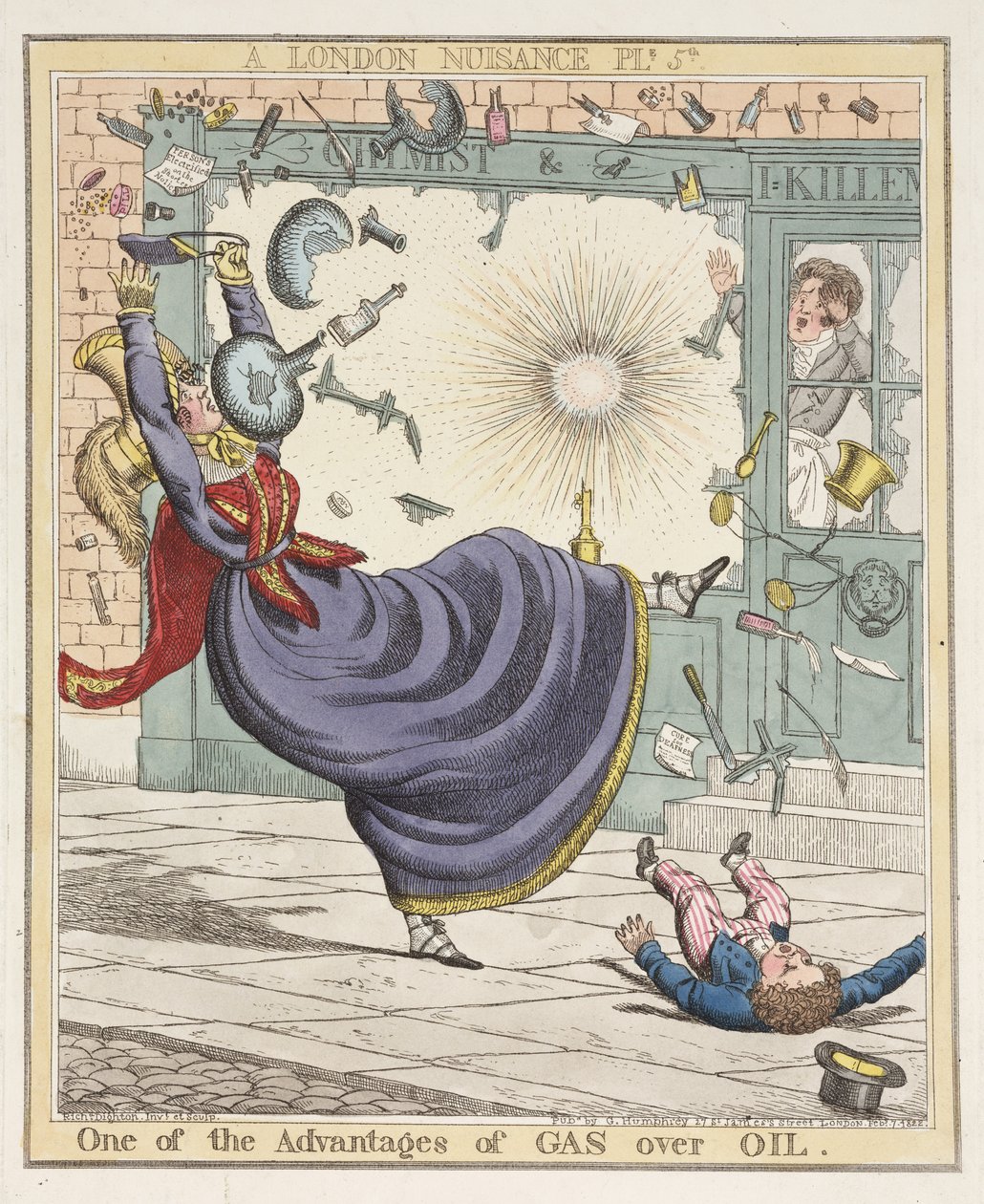 One of the Advantages of Gas Over Oil, plate 5 from A London Nuisance, 1822 by Richard Dighton