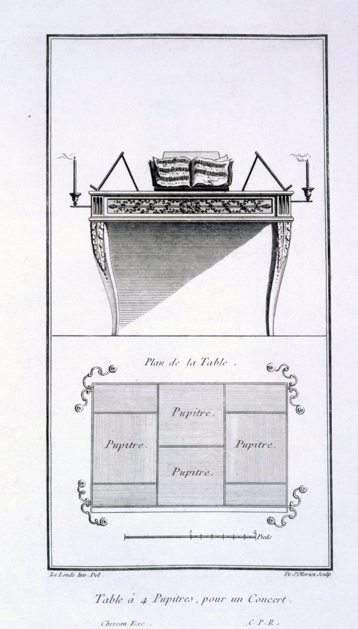 Table with Four Music Stands, for a Concert, from 