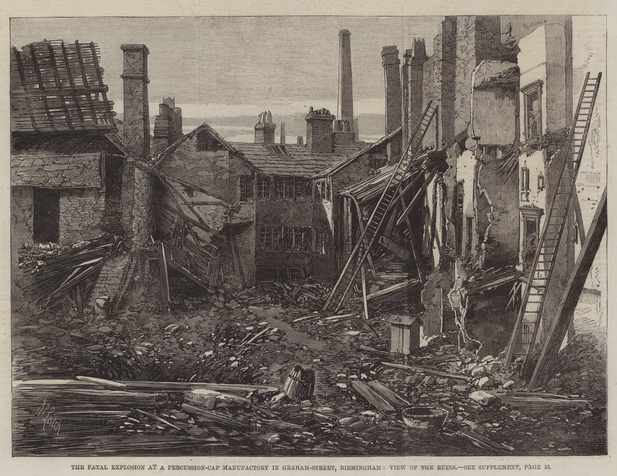 The Fatal Explosion at a Percussion-Cap Manufactory in Graham-Street, Birmingham, View of the Ruins by Richard Principal Leitch