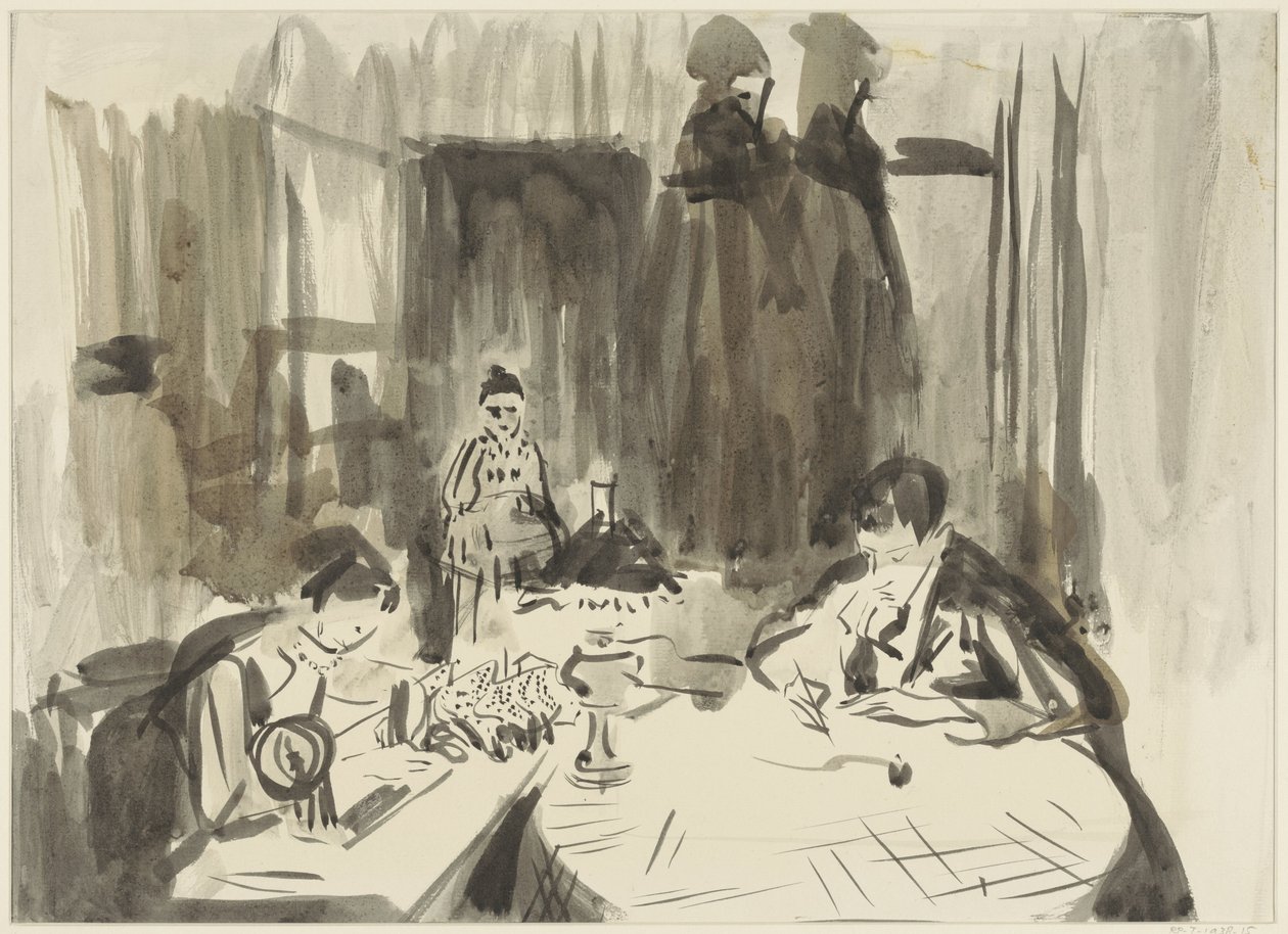 Interior with Three Figures by Lamplight by Rik Wouters