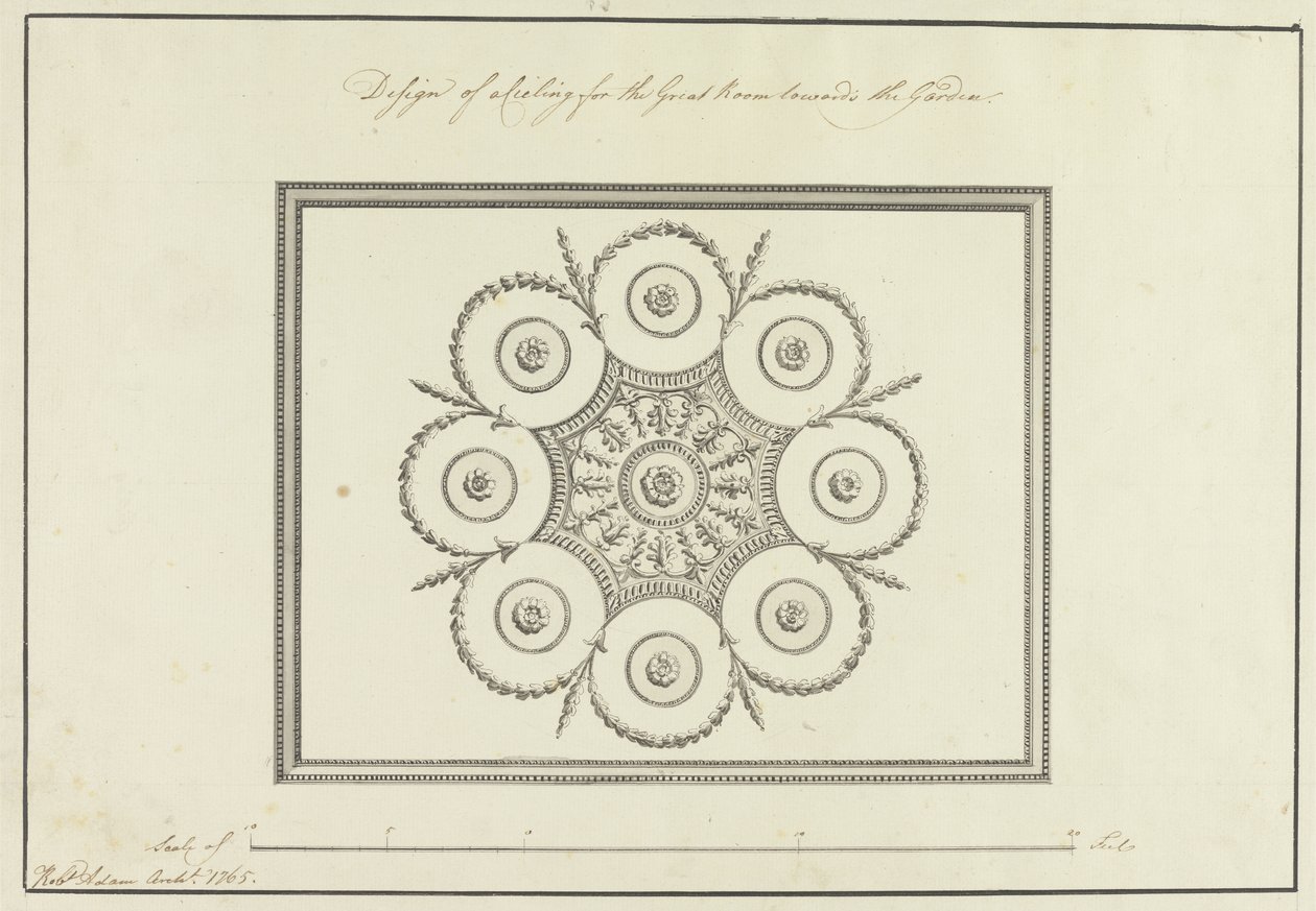Design for the Ceiling of the Great Room, Langford House by Robert Adam