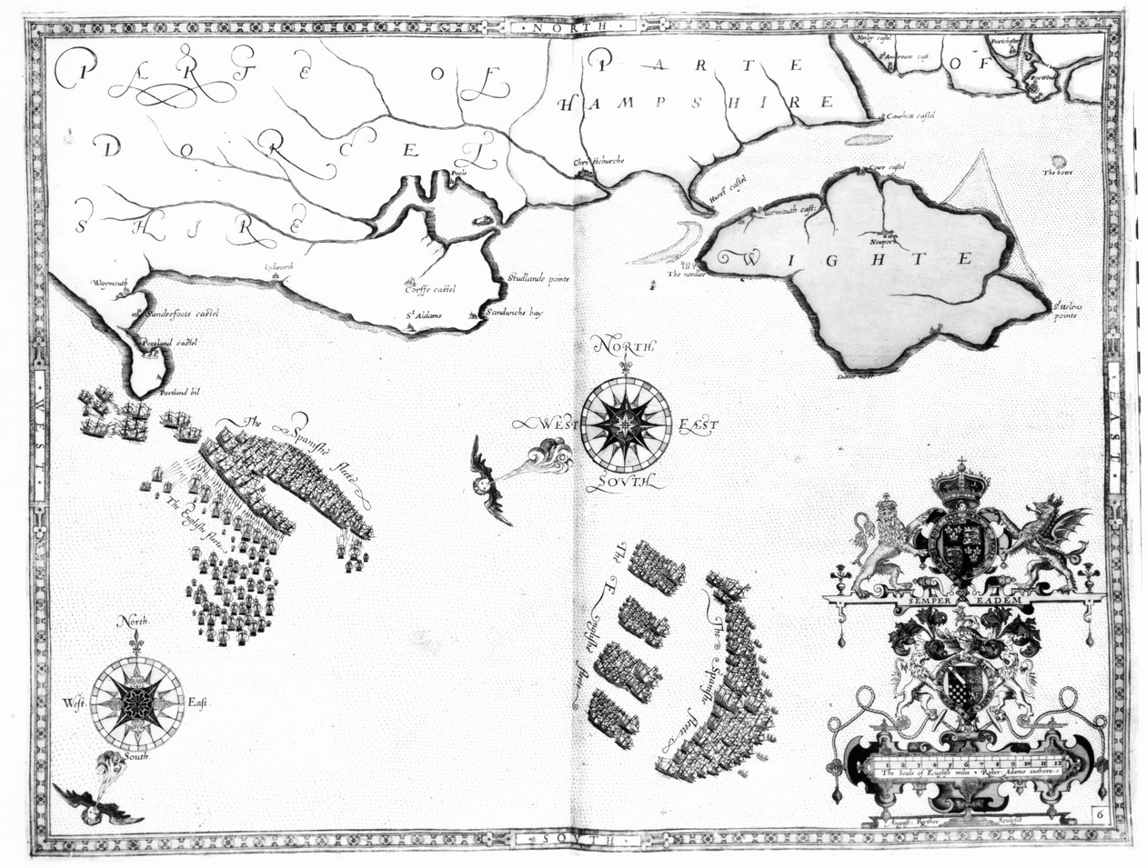 Map No.6 showing the route of the Armada fleet, engraved by Augustine Ryther, 1588 by Robert Adams