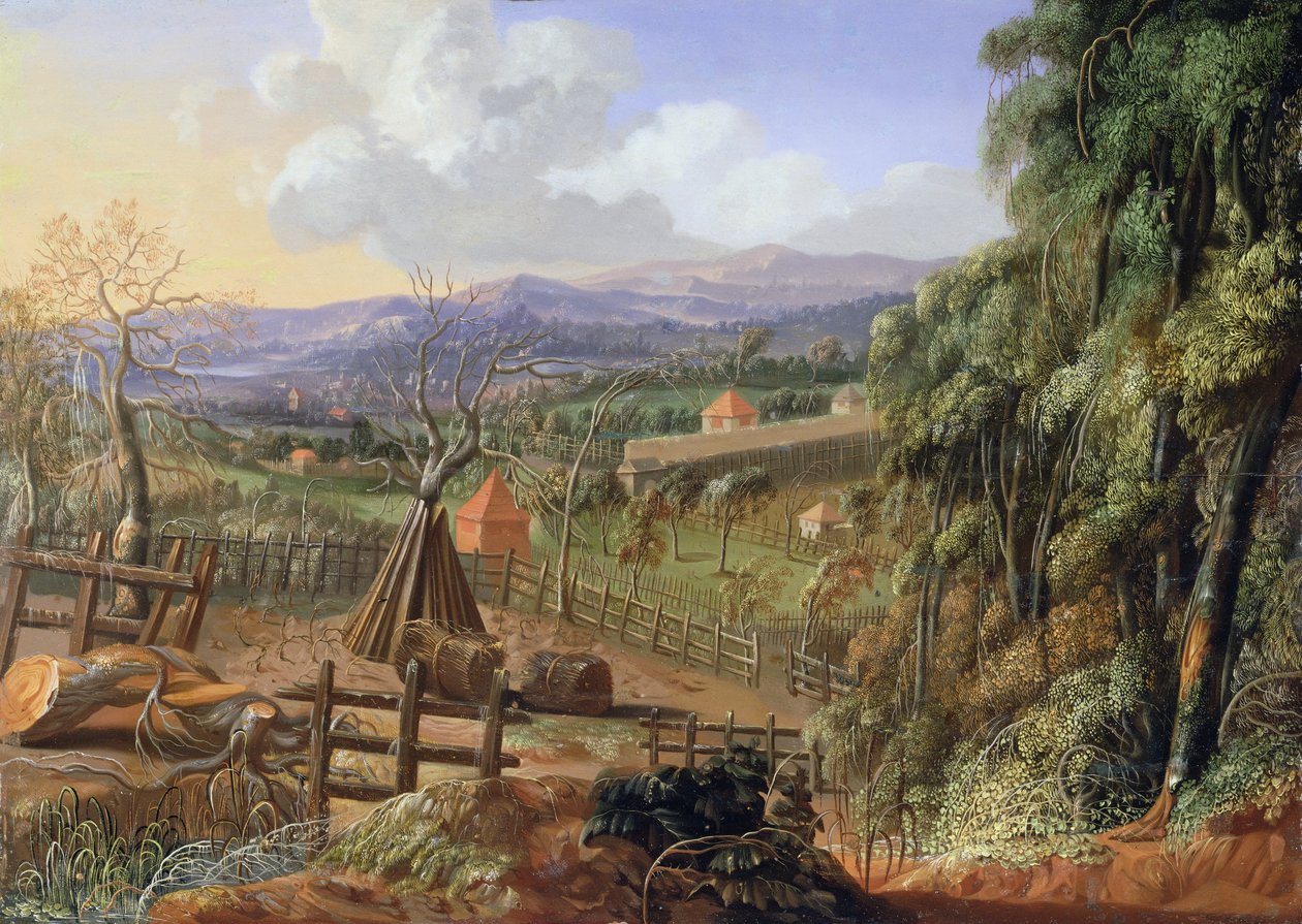 Fall Landscape in England with an Impending Storm by Robert Griffier