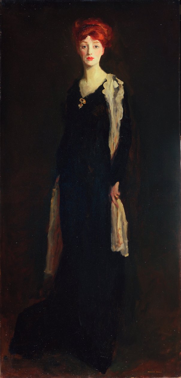 Lady in Black with Spanish Scarf by Robert Cozad Henri