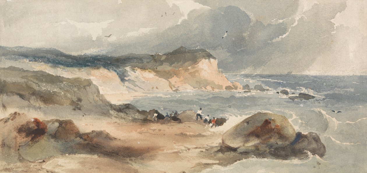 Coast Scene with Figures by Robert Brandard