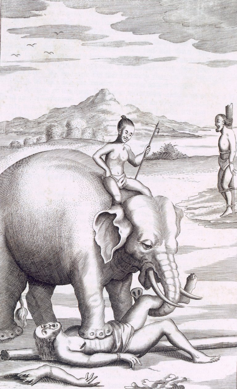 An Execution by an Elephant, Published 1681 by Robert Knox