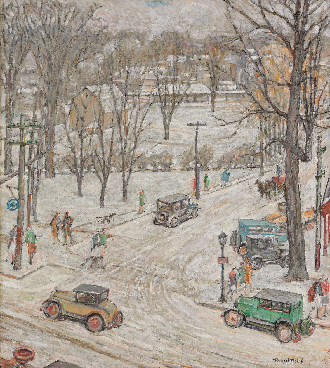 Street Scene in Winter by Robert Reid