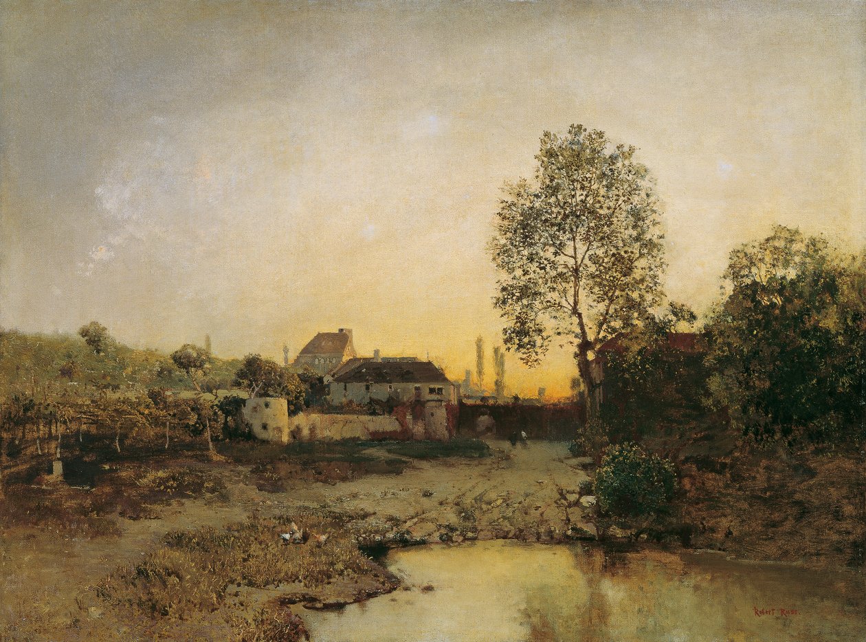 Landscape with Pond and Homesteads by Robert Russ