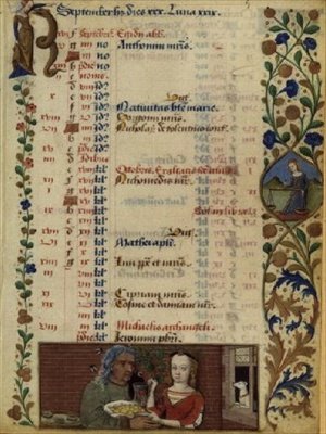 September; Two Figures with Fruit, from the Hours of Charles d