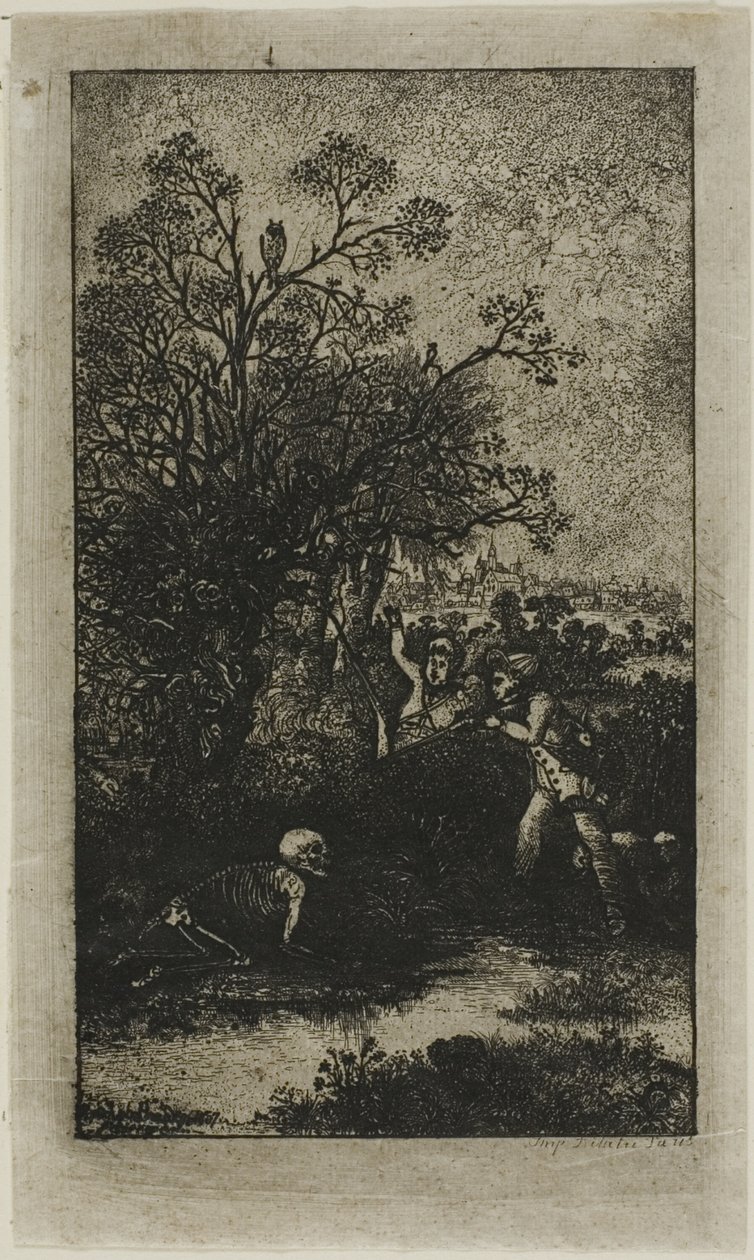 Hunters Surprised by Death by Rodolphe Bresdin