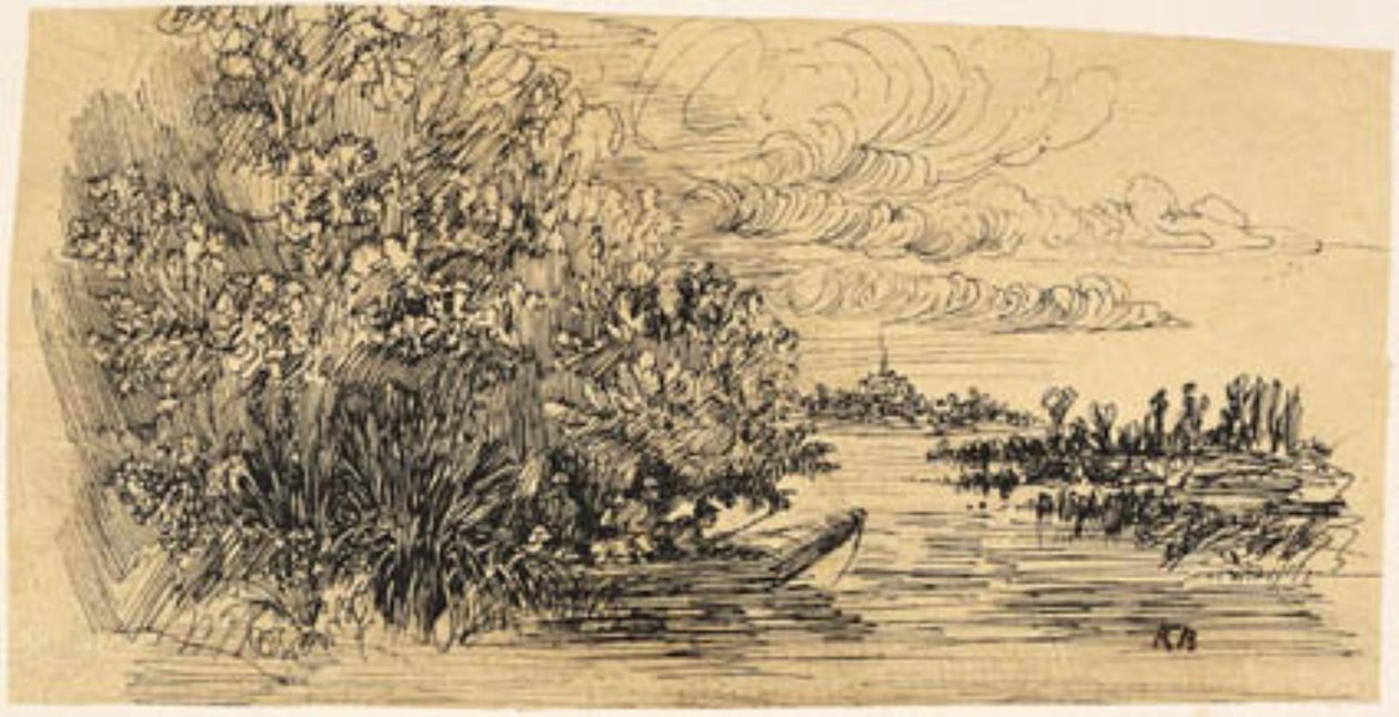 Hunters in Ambush in a Boat by Rodolphe Bresdin