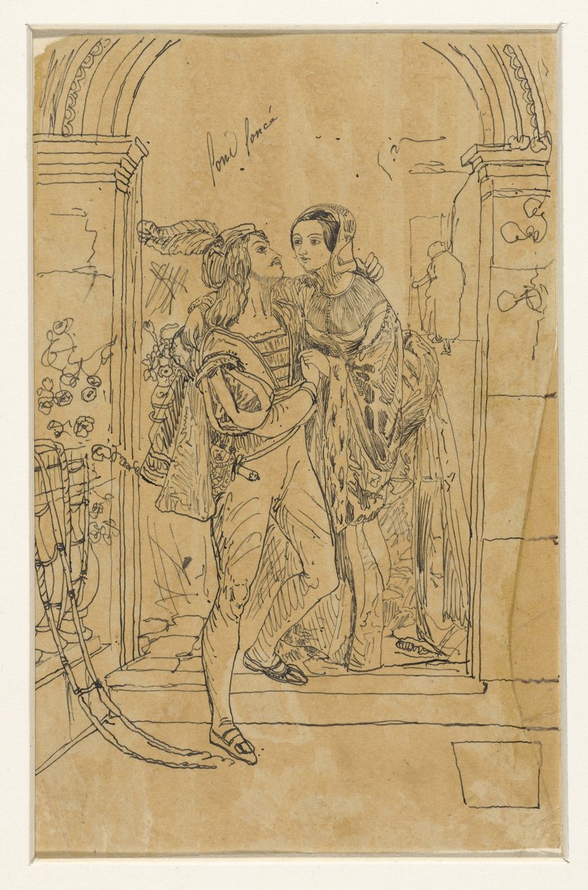 Romeo and Juliet in 15th Century Costume by Rodolphe Bresdin