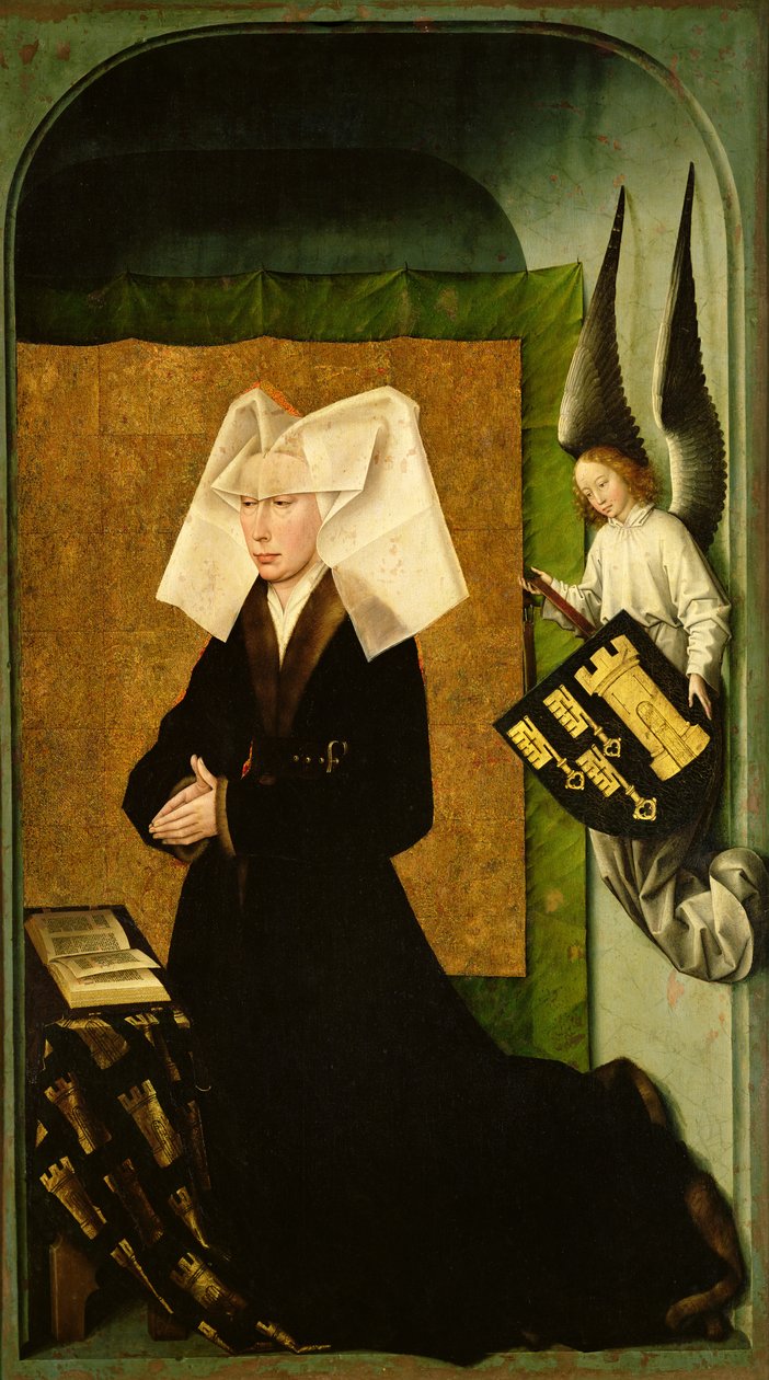 Guigone de Salins, wife of the donor, Chancellor Nicholas Rolin, Kneeling in Prayer, from the reverse of the Last Judgement polyptych, c.1445-50 by Rogier van der Weyden